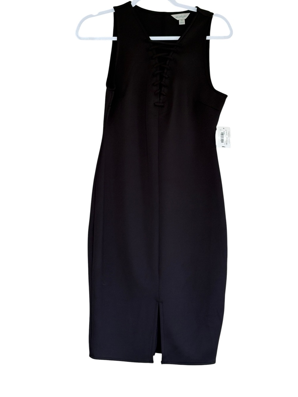New belle sky Black Lace-Up Midi Sheath Dress Size S